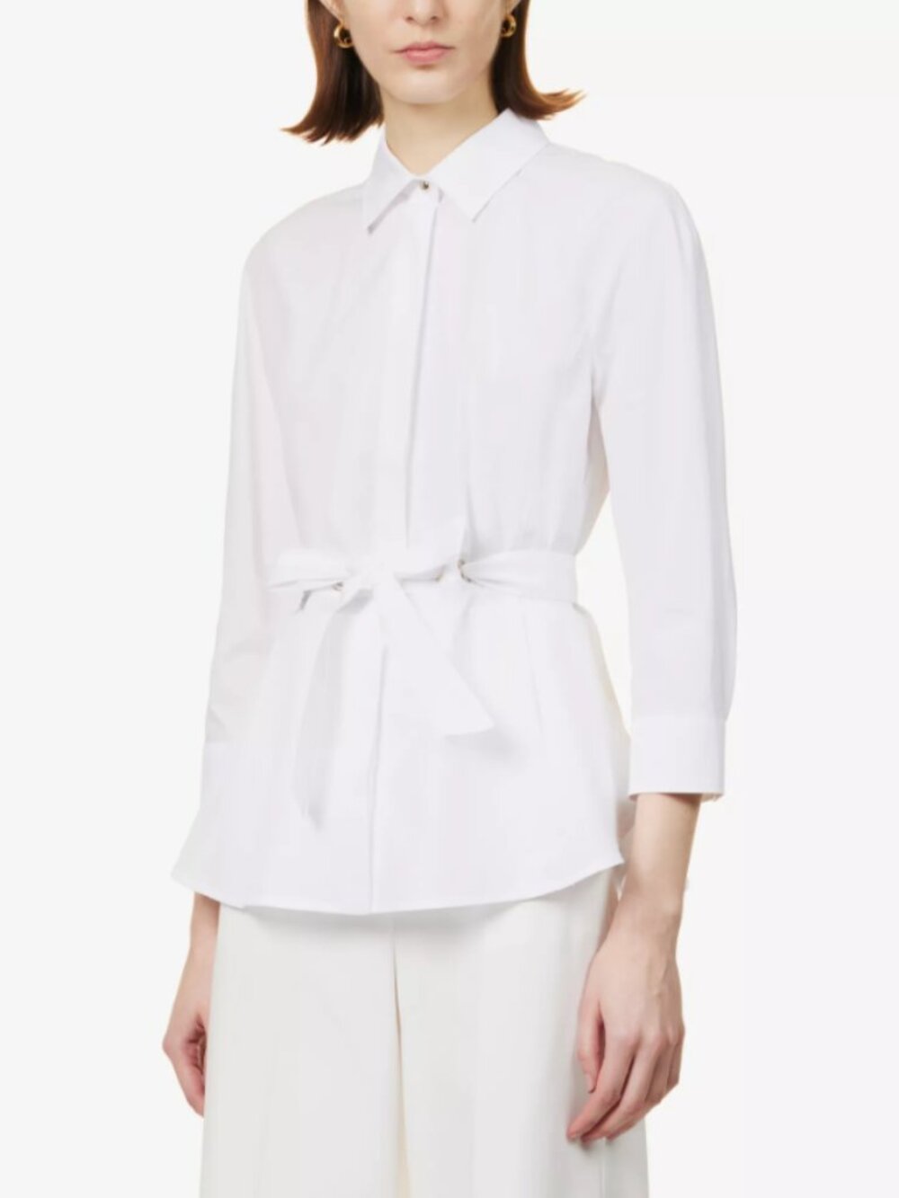 NWT Max Mara Cuneo White Cotton Poplin Tie Waist Blouse IT 40 US 6